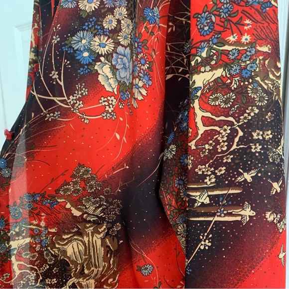 Vintage Red Patterned Button Front Blouse - Picture 2 of 10